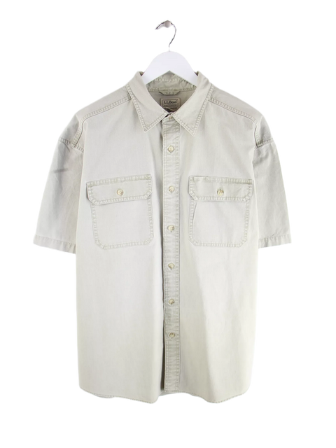 L.L. Bean 90s Vintage Double Pocket Kurzarm Freizeit Hemd Beige L