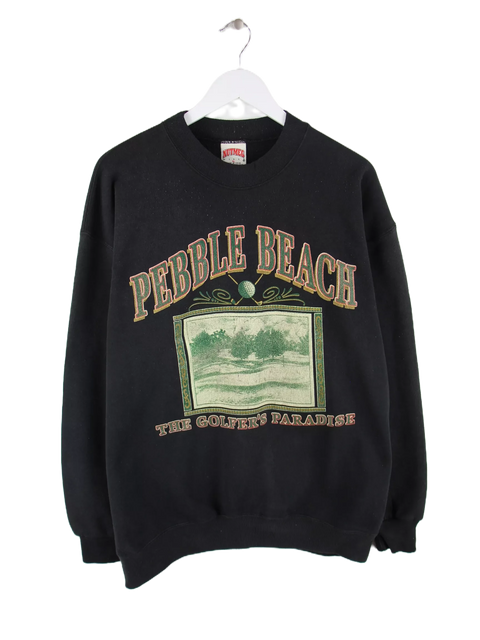 Nutmeg 90s Vintage Pebble Beach Print Sweater Schwarz XL