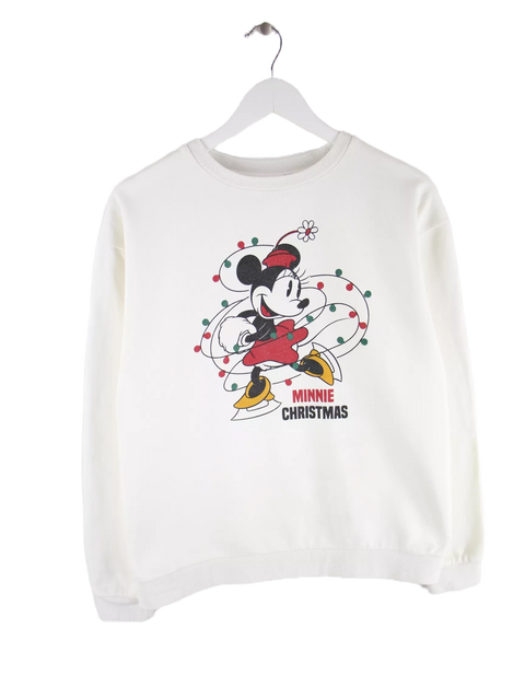 Disney 90s Vintage Minnie Christmas Print Damen Sweater Weiß L