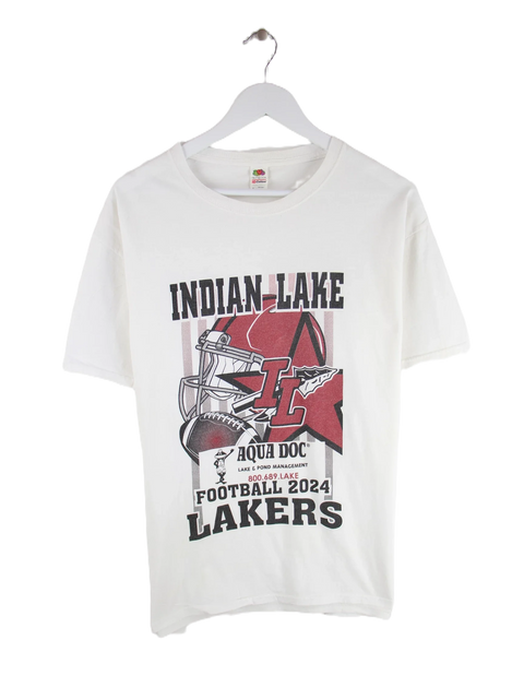 Fruit of the Loom Indian Lake Football Print T-Shirt Weiß L