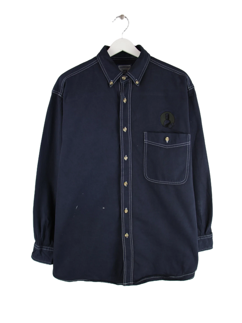 Lee 00s Contrast Stitching Patch Freizeit Hemd Blau M