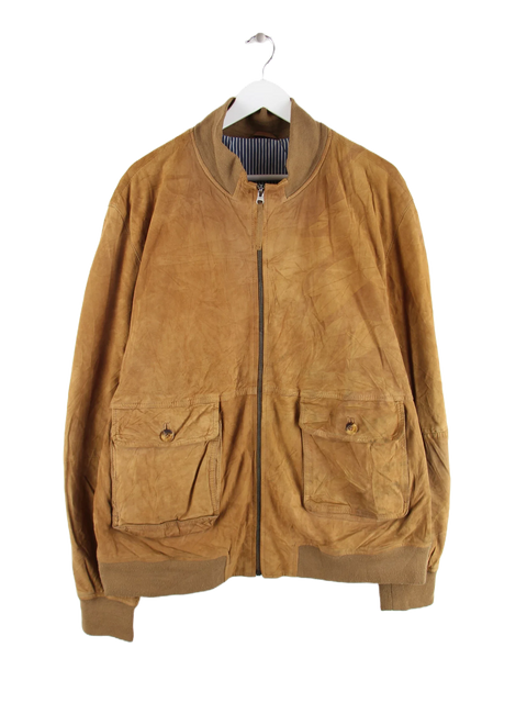 Vintage Bomber Flap Pockets Jacke Braun XXL