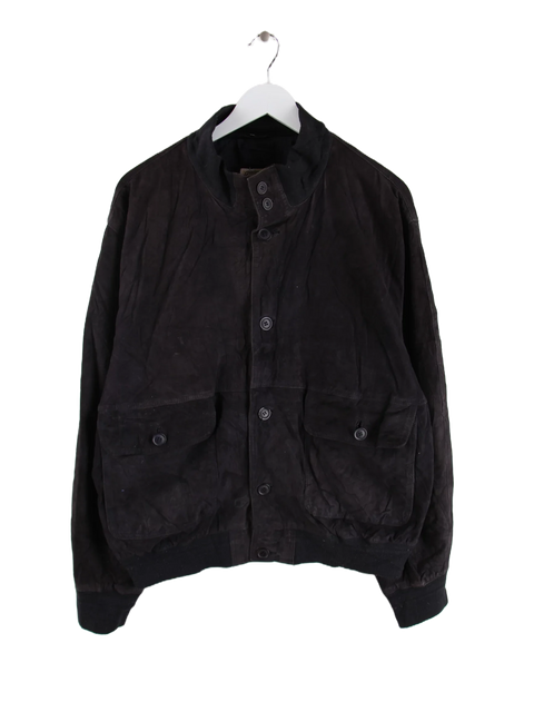 Vintage 90s Suede Bomber Lederjacke Braun XL