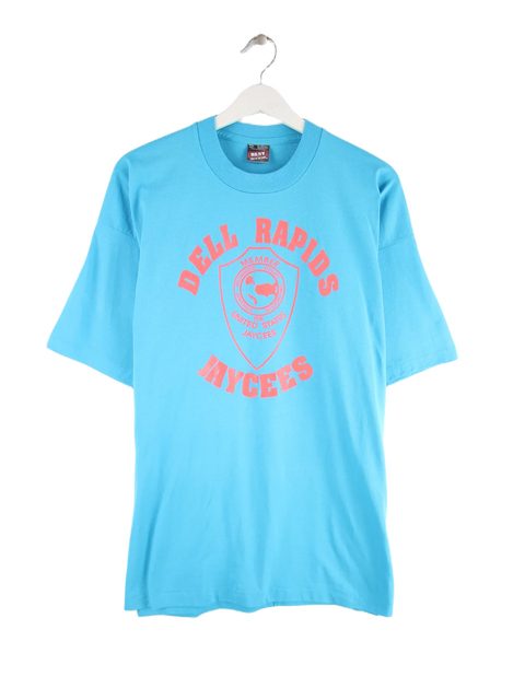 Fruit of the Loom 90s Vintage Party Patrol Print T-Shirt Türkis XXL