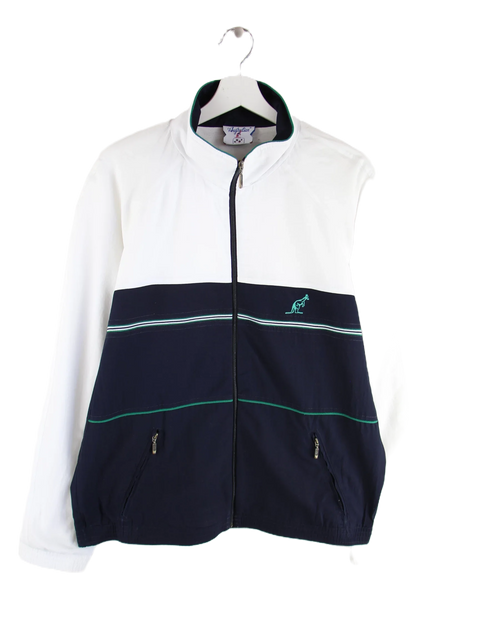 Australian 90s Vintage Kangaroo Logo Stripe Trainingsjacke Weiß M