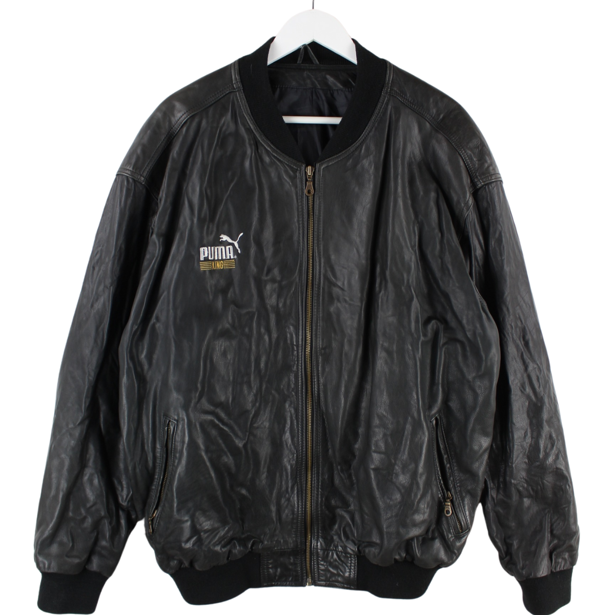 Puma King 90s Vintage Bomber Leder Jacke Schwarz XXL – Peeces