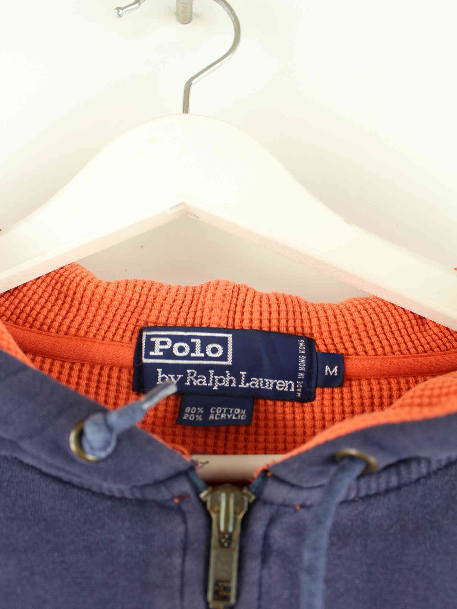 Ralph Lauren 90s Vintage Half Zip Hoodie Blau M (detail image 3)