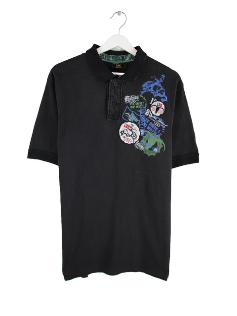 Lee 00s Rodeo Print Polo Schwarz XL