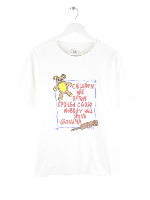 Delta 90s Vintage Children Funny Print T-Shirt Weiß L