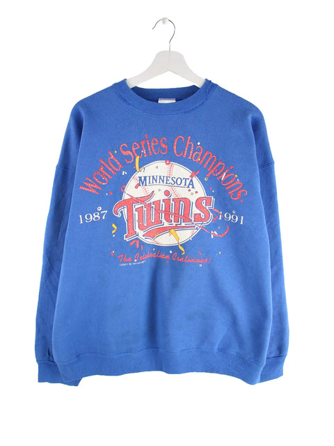Tultex 1991 Vintage MLB Minnesota Twins Print Sweater Blau L