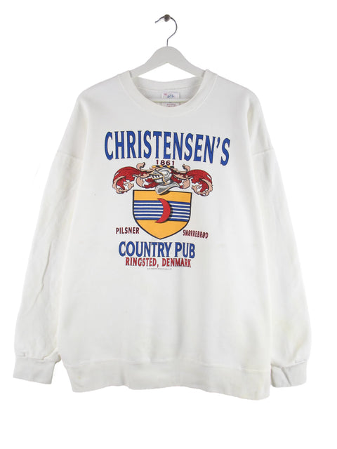 Delta 1991 Vintage Country Pub Print Sweater Weiß XL
