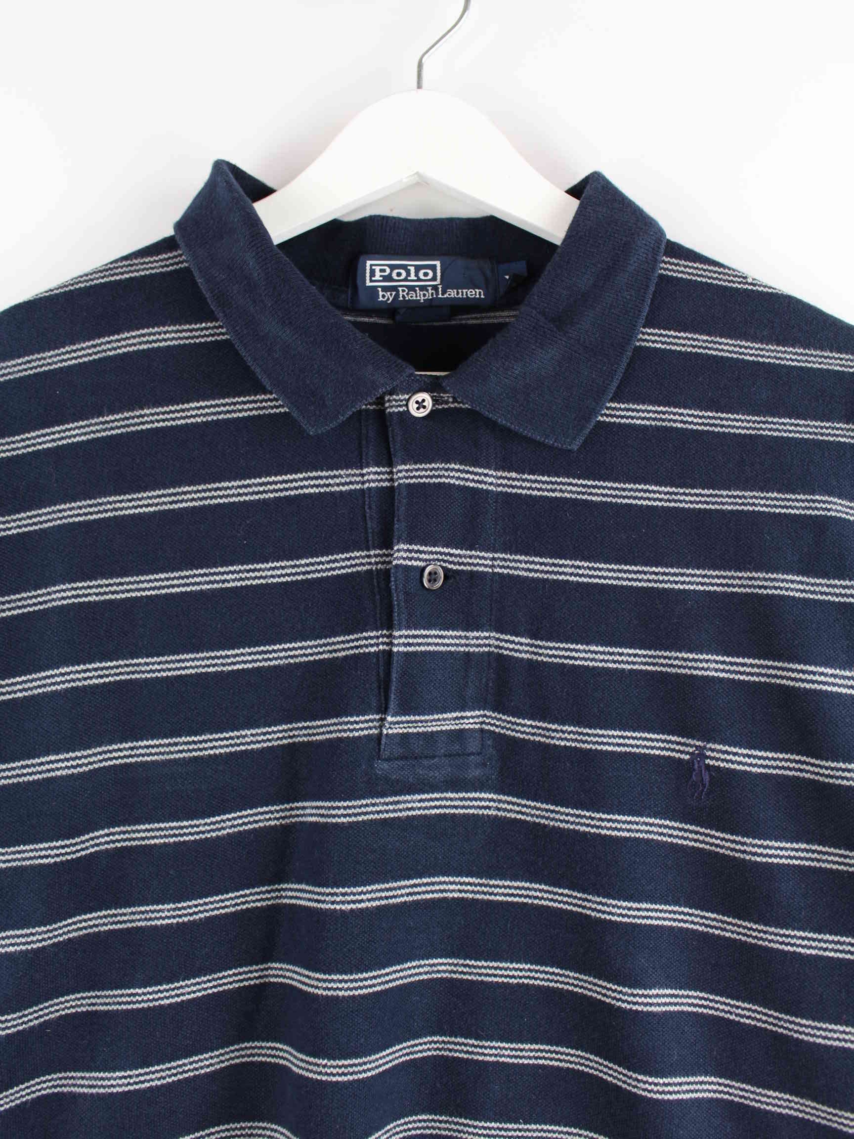 Ralph Lauren Gestreiftes Langarm Polo Blau XL (detail image 1)