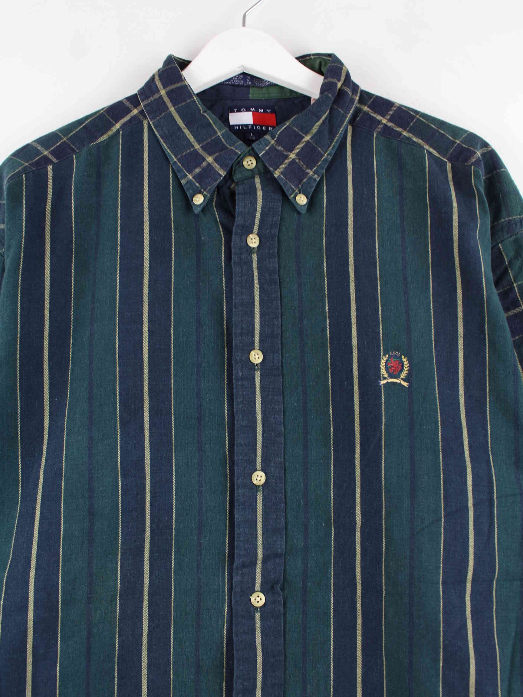 Tommy Hilfiger 00s Striped Hemd Grün L (detail image 1)