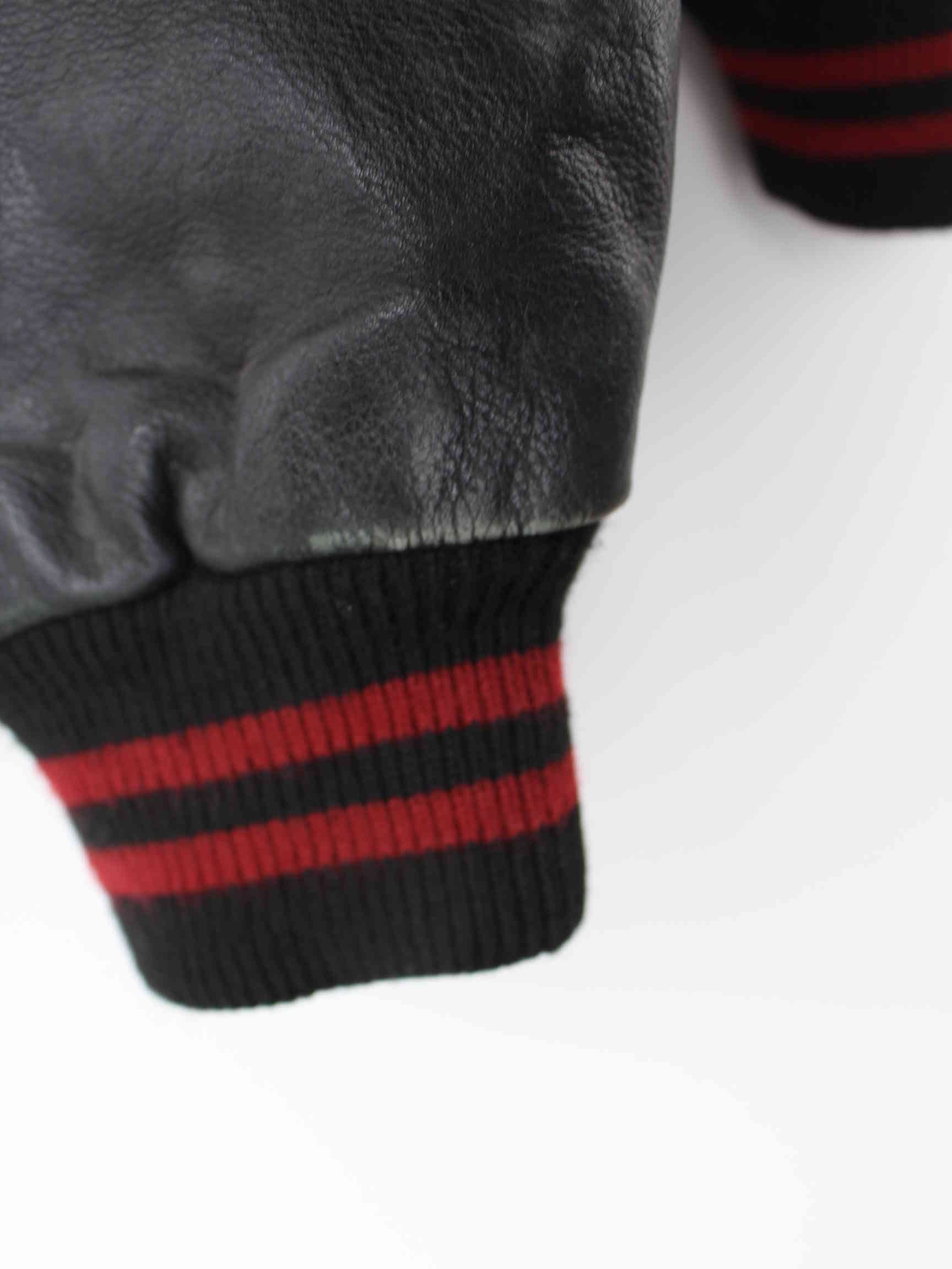 Skipper 90s Vintage Leder College Jacke Schwarz XXL (detail image 3)