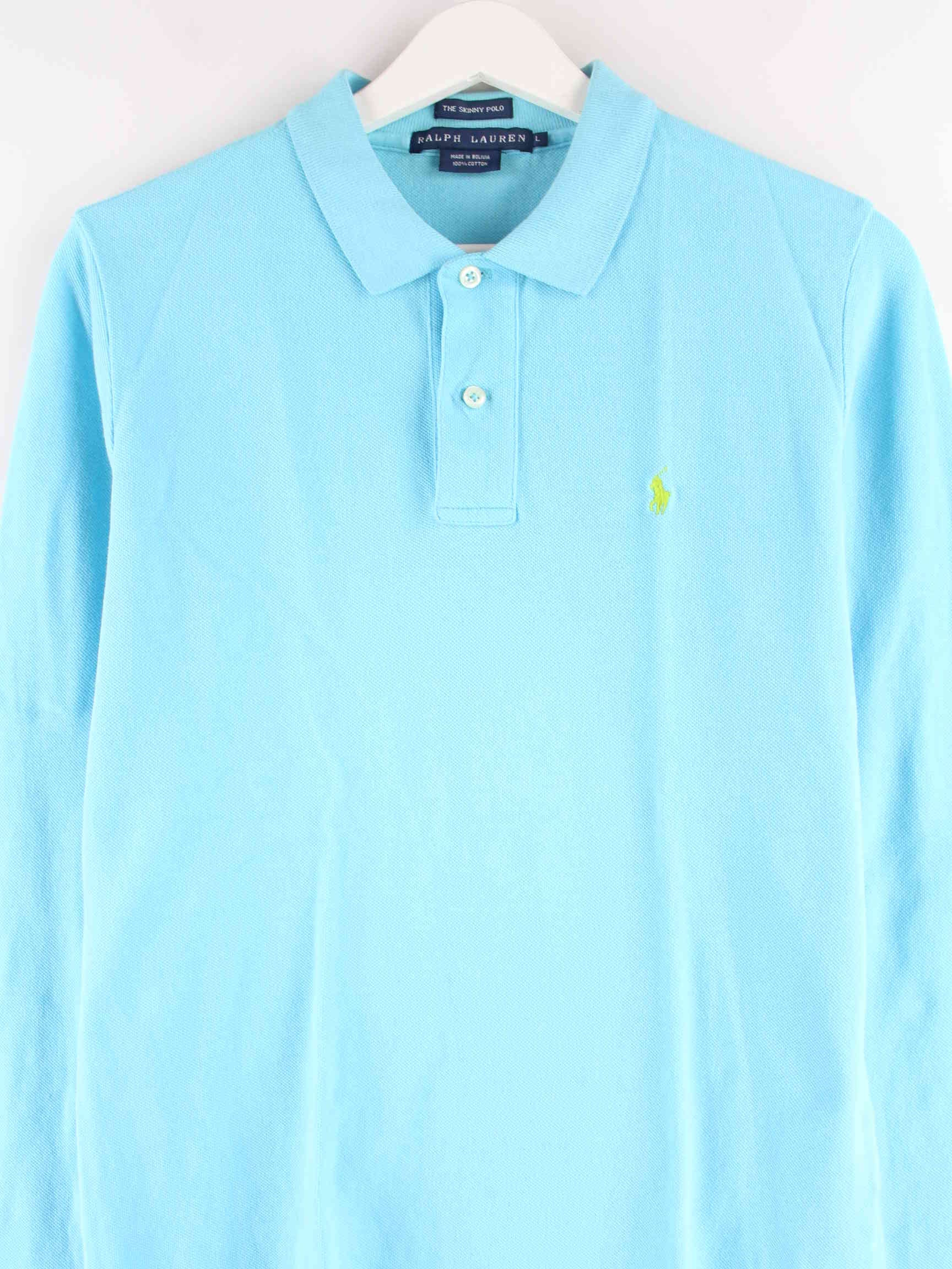 Ralph Lauren Damen y2k Langarm Skinny Polo Blau L (detail image 1)