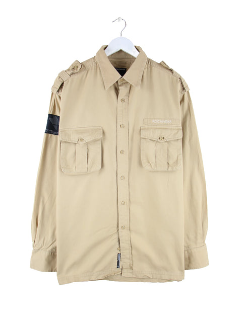 Roca Wear 00s Multipocket chemise décontractée marron XL