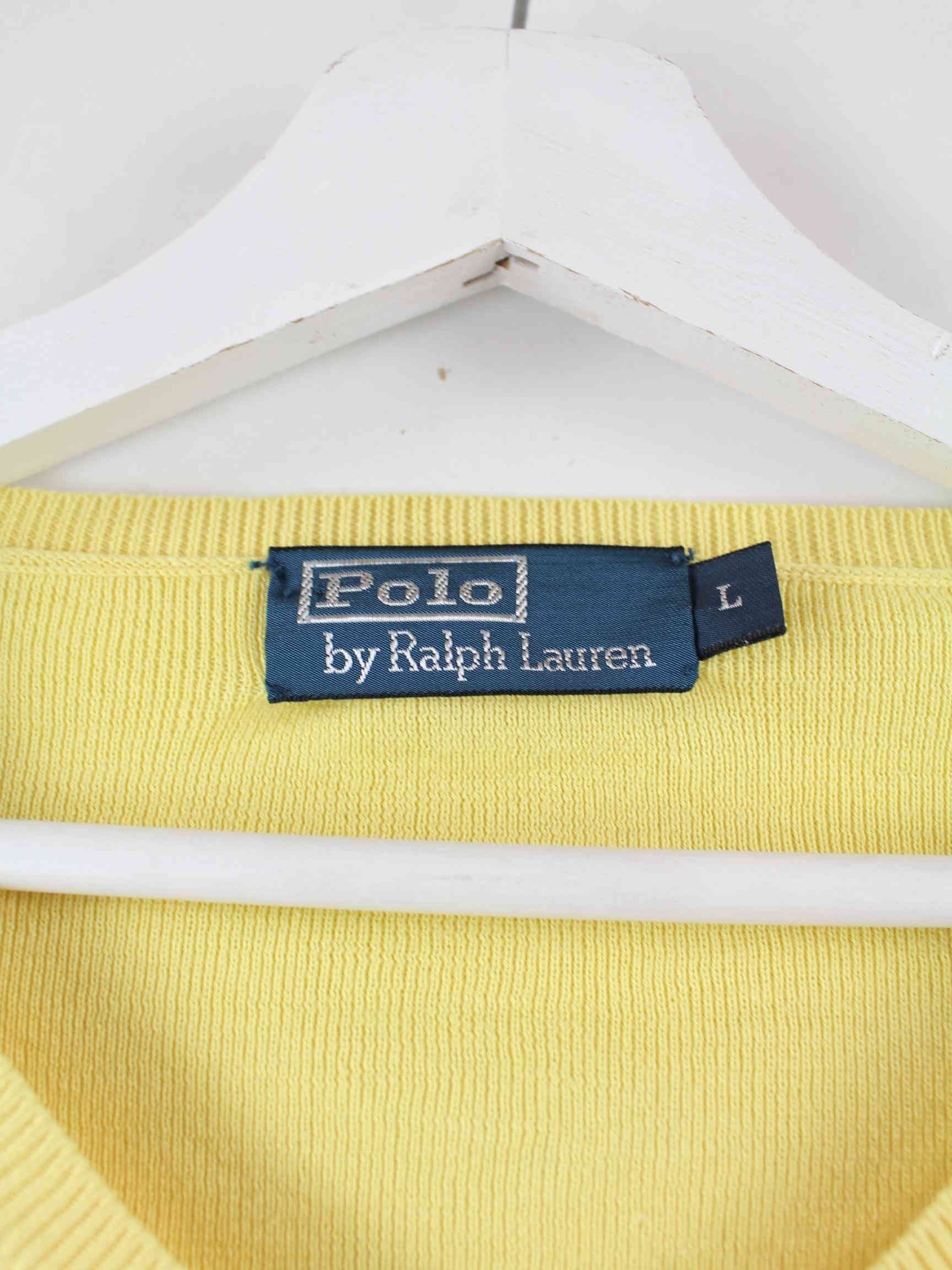 Ralph Lauren 90s Vintage V-Neck Pullover Gelb L (detail image 2)