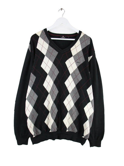 U.S. Polo ASSN. Argyle Pattern V-Neck Pullover Schwarz XL