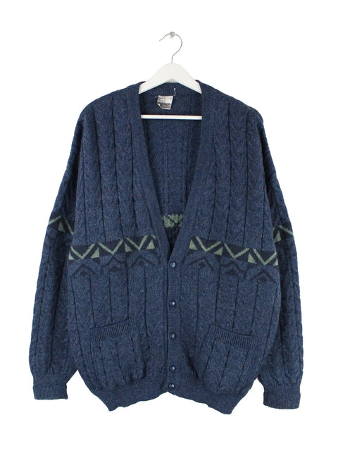 Vintage 90s Cardigan Strickjacke Blau XXL