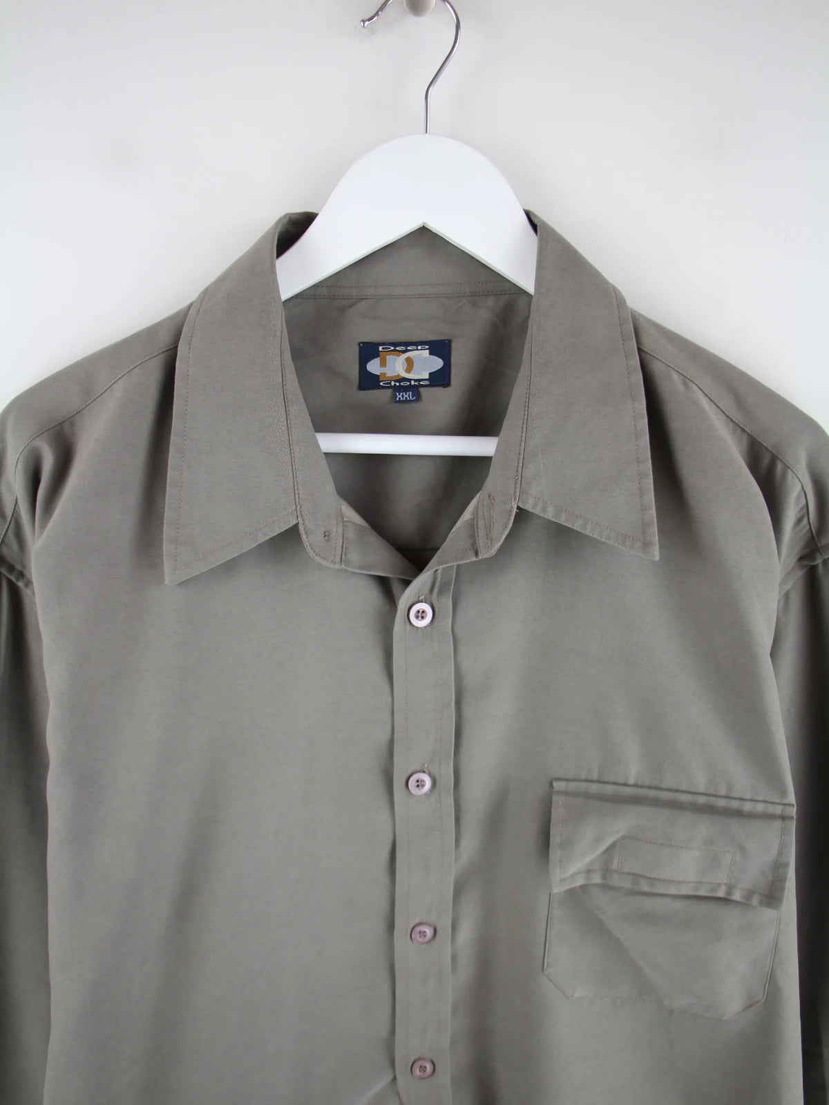 Vintage Freizeit Hemd Grau XXL – Detailansicht Vorderseite