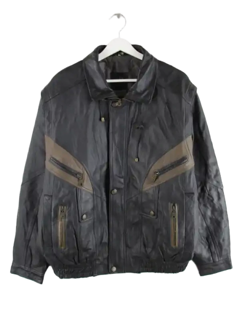 Vintage Lederjacke Schwarz XL – Vorderseite