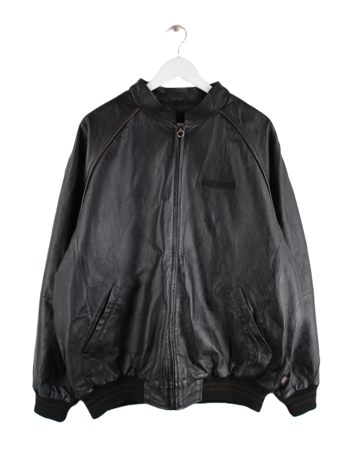 Vintage Lederjacke Schwarz XL – Vorderseite