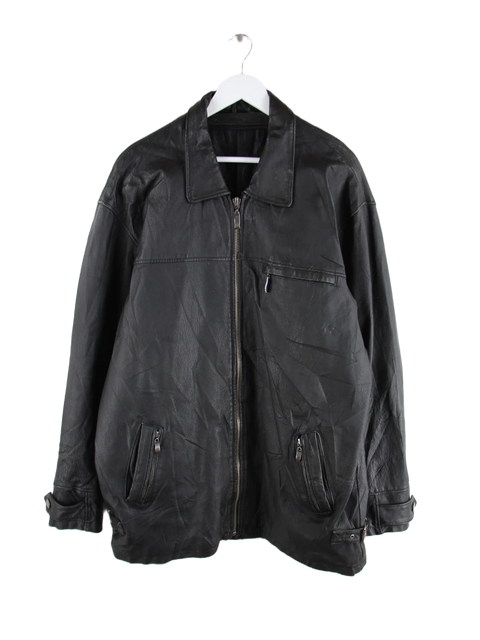 Vintage Lederjacke Schwarz XL – Vorderseite