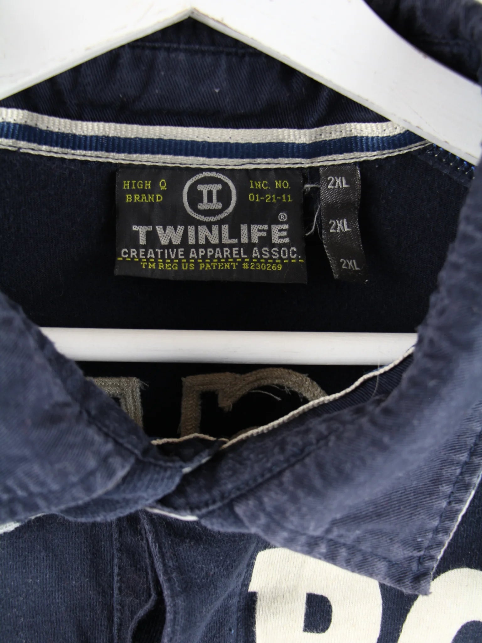 Vintage Polo Blau XXL – Detailansicht Vorderseite