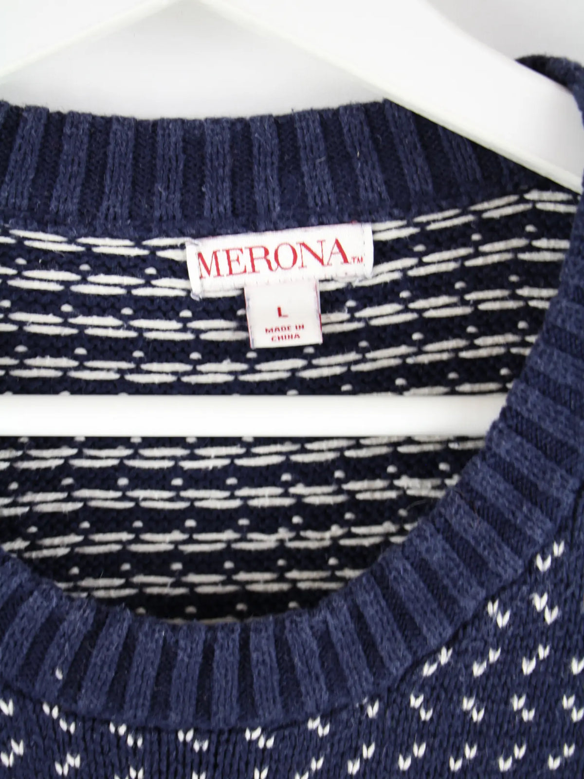 Vintage Pullover Blau L – Etikett