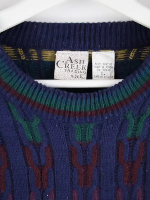 Vintage Pullover Mehrfarbig L – Etikett