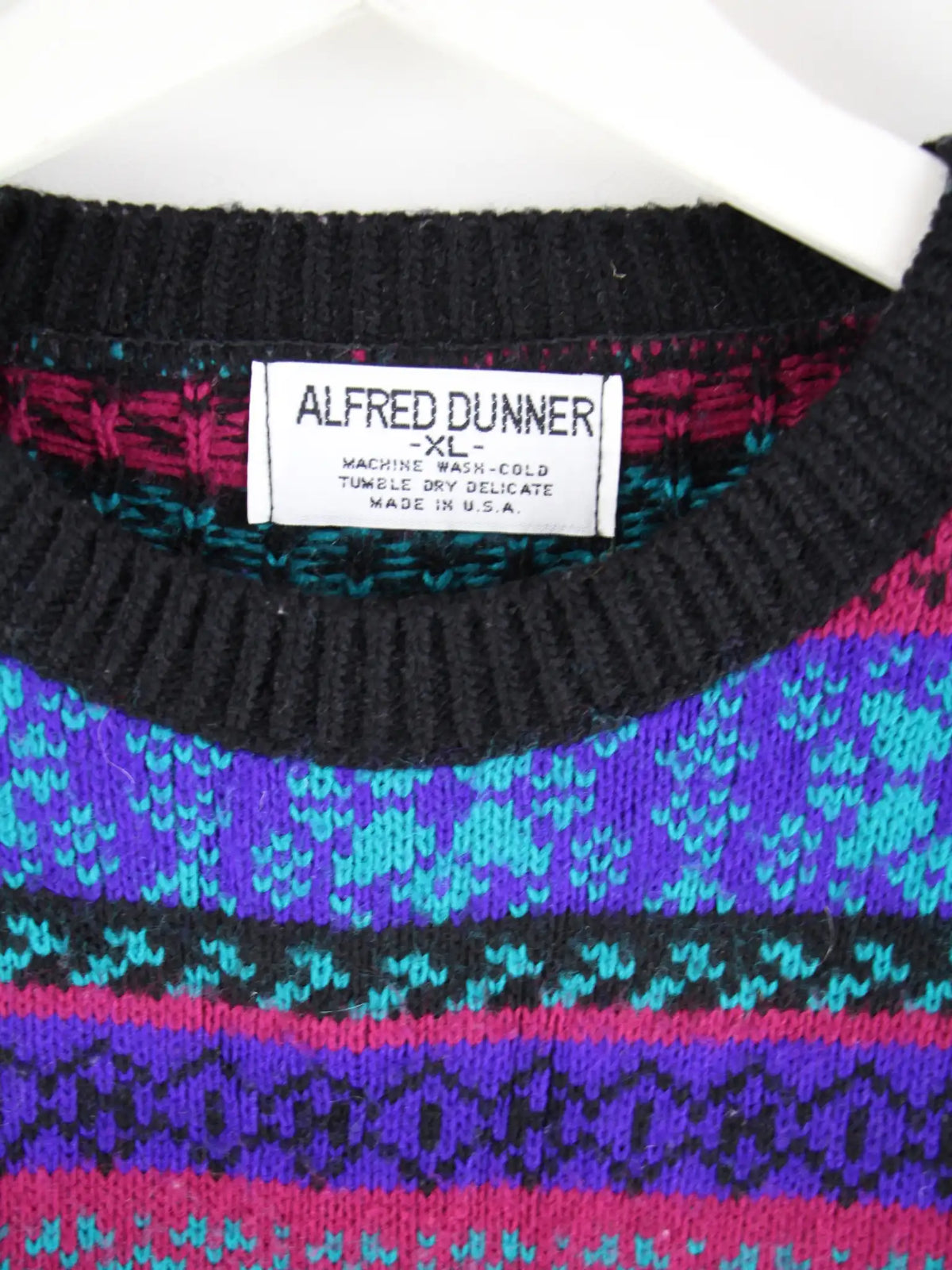 Vintage Pullover Mehrfarbig XL – Detailansicht Vorderseite