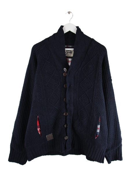 Vintage Strickjacke Blau XL – Vorderseite