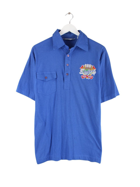Logo 7 1990 Vintage Dodgers Single Stitch Polo Blau L
