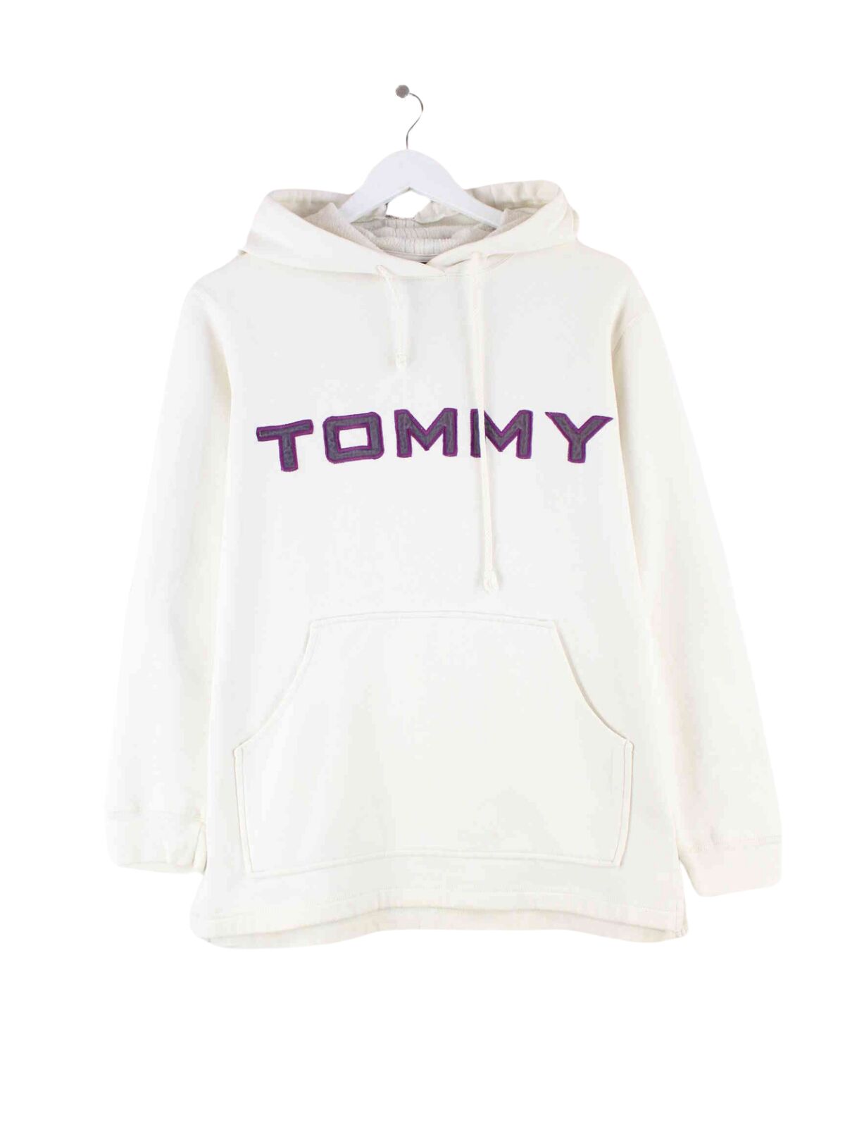 Tommy Hilfiger 90s Vintage Embroidered Logo Hoodie Beige S