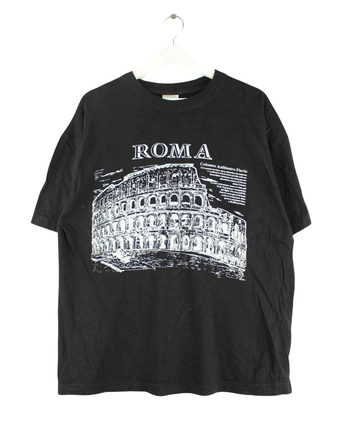 Vintage Roma Print T-Shirt Schwarz L (front image)