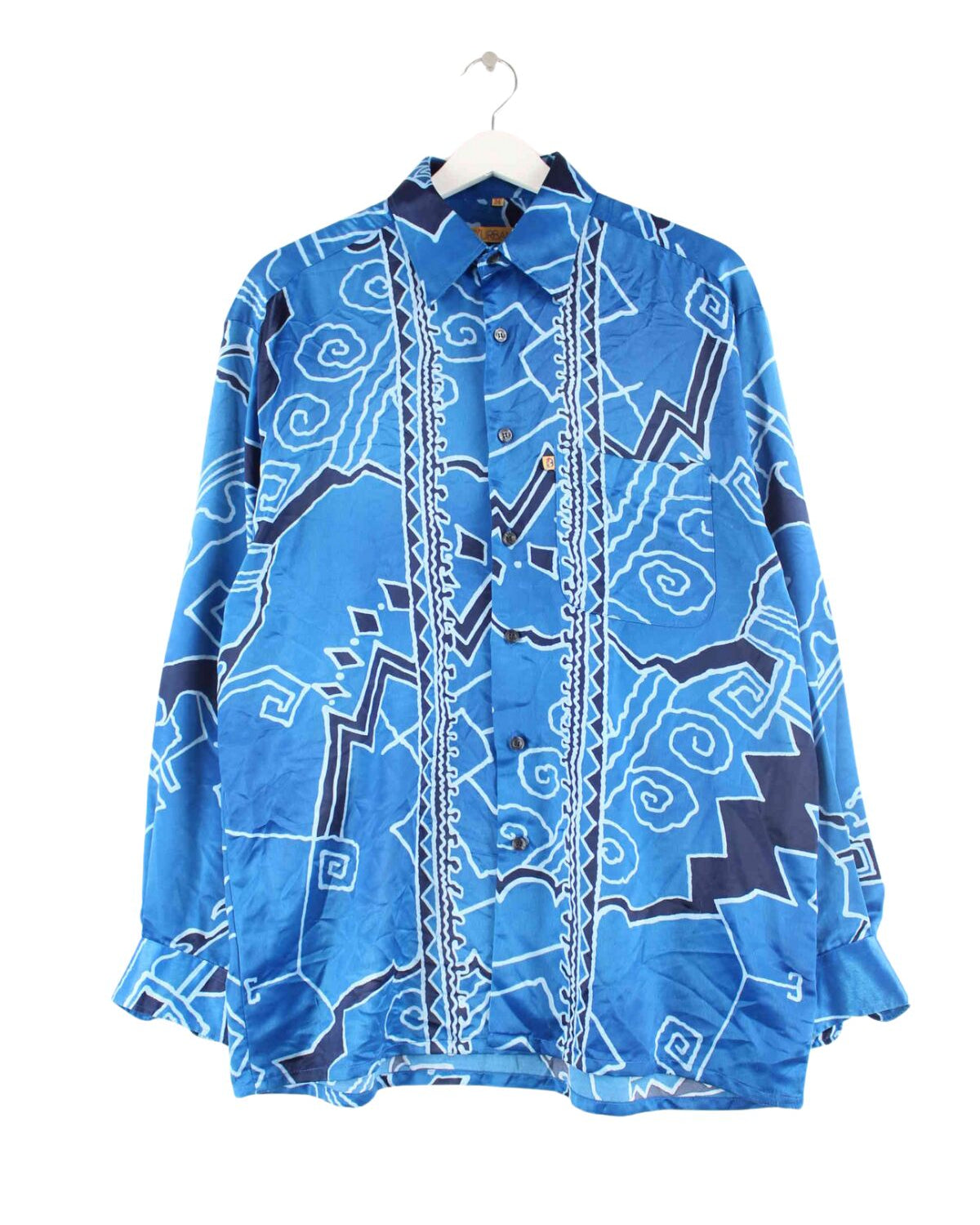 Vintage y2k Hawaii Pattern Hemd Blau L (front image)