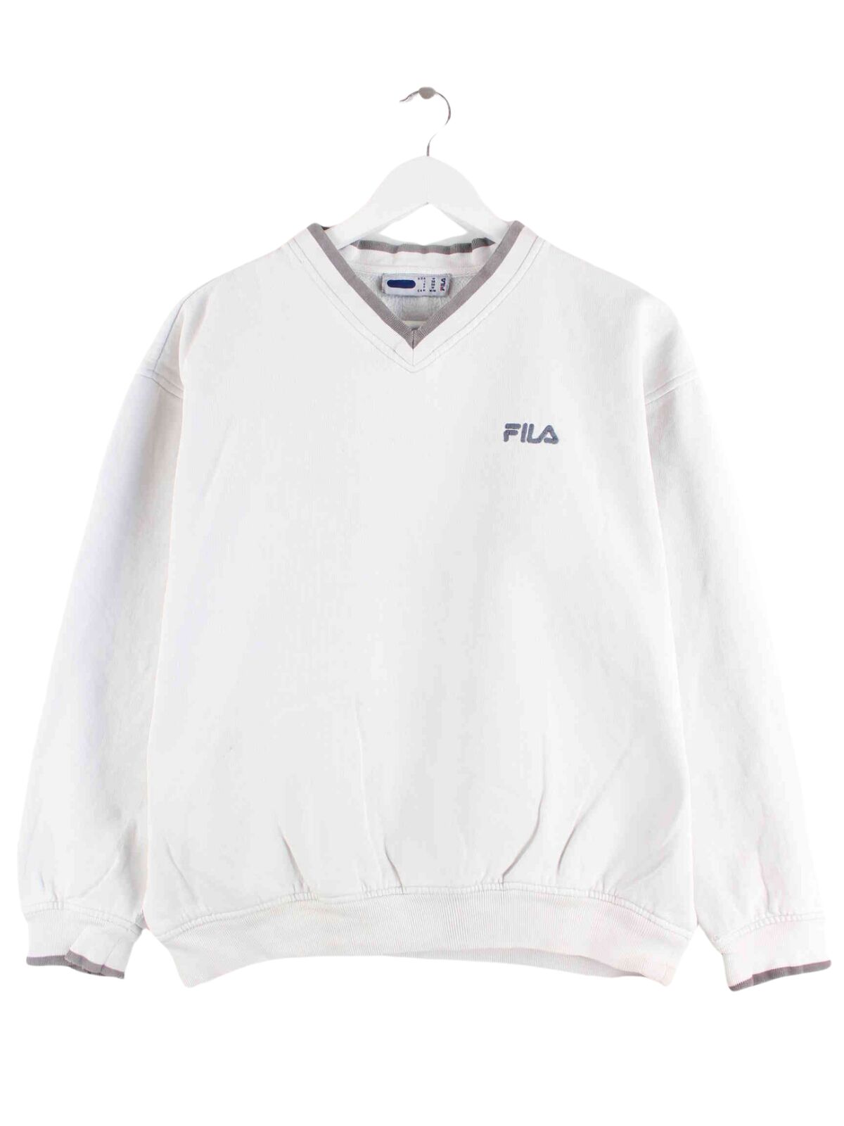 Fila 00s Embroidered V Neck Sweater White M