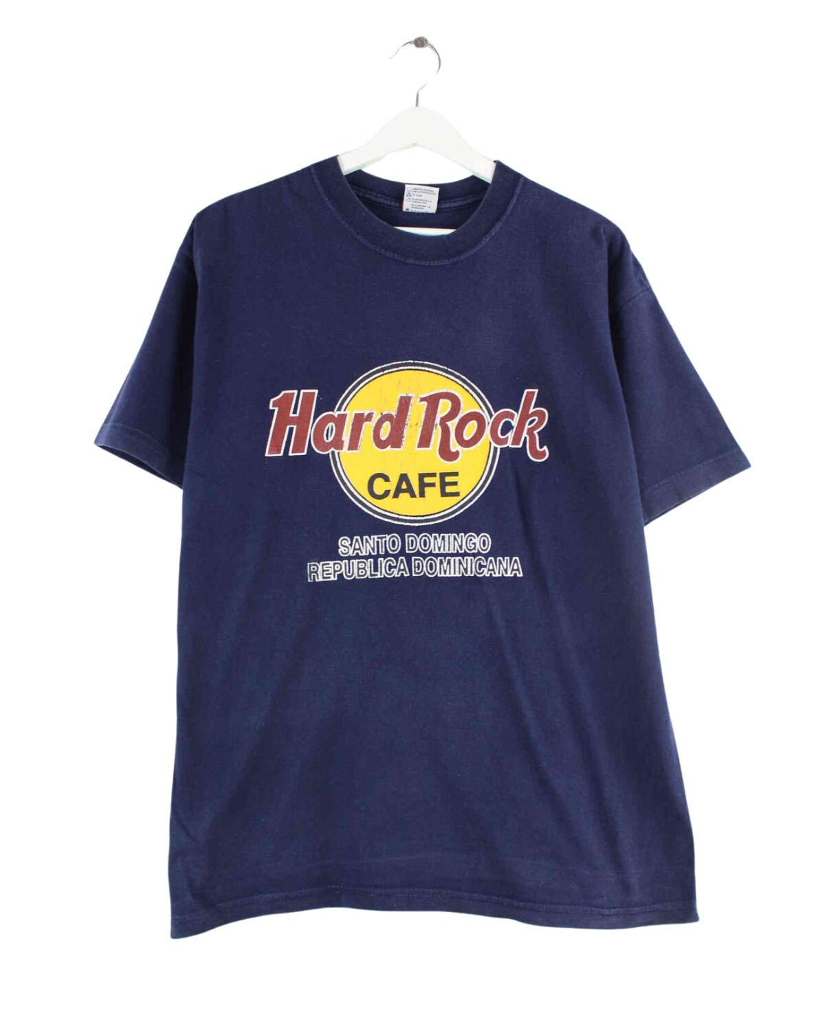 Hard Rock Cafe Santo Domingo 90s Vintage Print T-Shirt Blau L (front image)