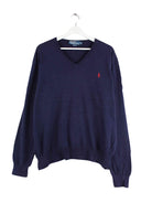 Ralph Lauren 90s Vintage V-Neck Pullover Blau XL (front image)