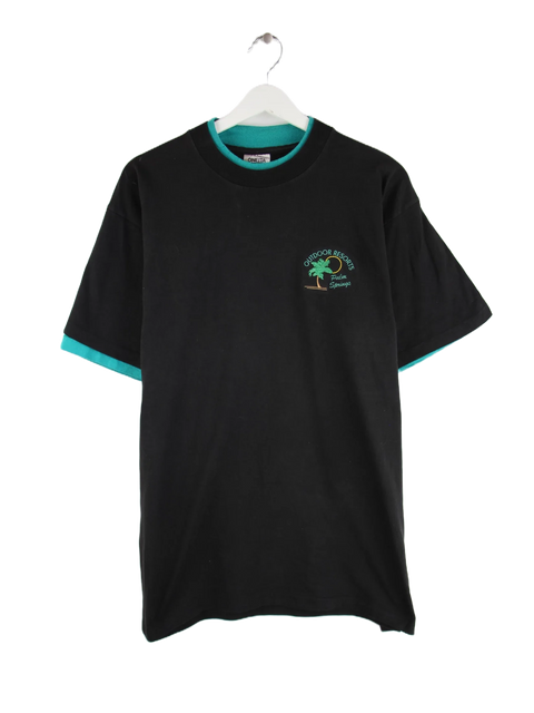 Oneita 90s Vintage Layered Look Palm Springs Print T-Shirt Schwarz XL