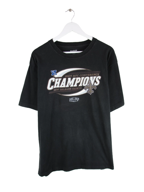 Reebok 2009 Vintage NFL New Orleans Saints Champions Print T-Shirt Schwarz L