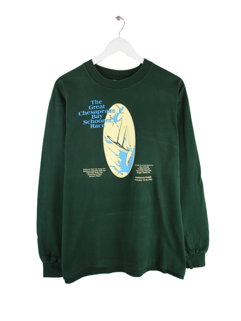 Fruit of the Loom 1994 Vintage Schooner Race Print Sweatshirt Grün XL