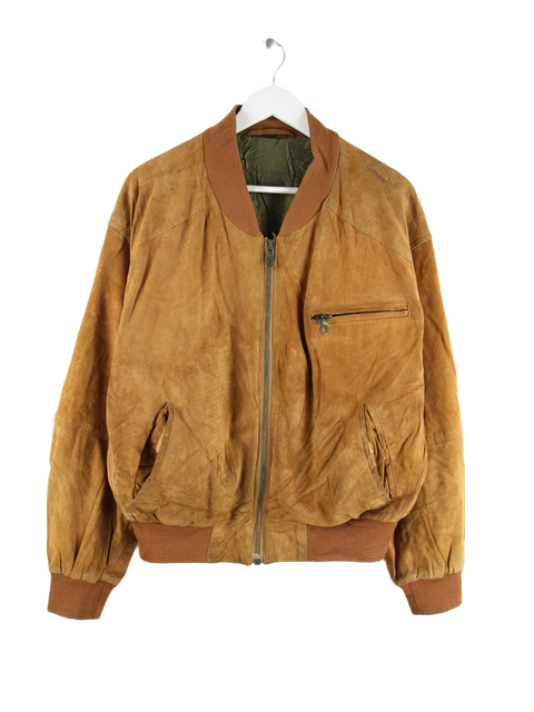 Vintage 90s Suede Bomber Jacke Braun L