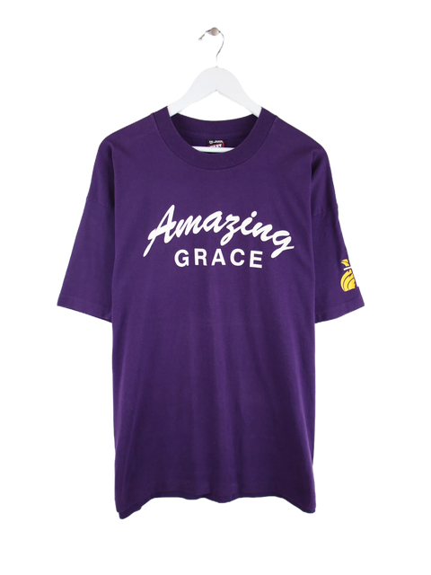 Fruit of the Loom 90s Vintage Amazing Grace Print T-Shirt Lila XXL