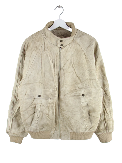 Vintage 90s Suede Bomber Jacke Beige L