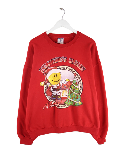 Jerzees 00s Christmas Print Sweater Rot XL