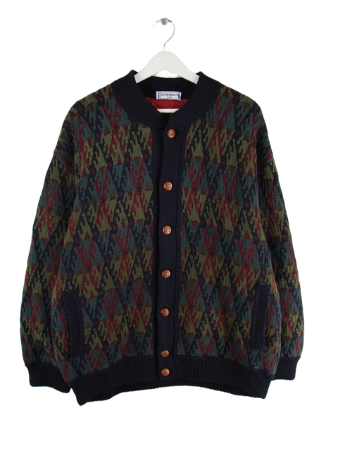 Yves Saint Laurent 80s Vintage Geometric Pattern Strickjacke Mehrfarbig L