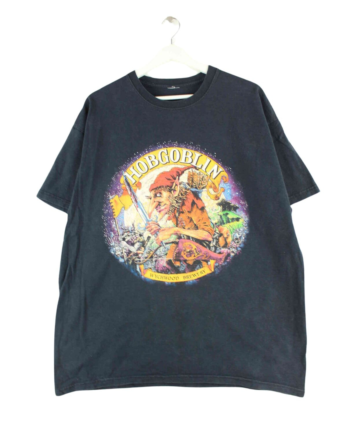 Vintage y2k Hobgoblin Print T-Shirt Schwarz XL (front image)