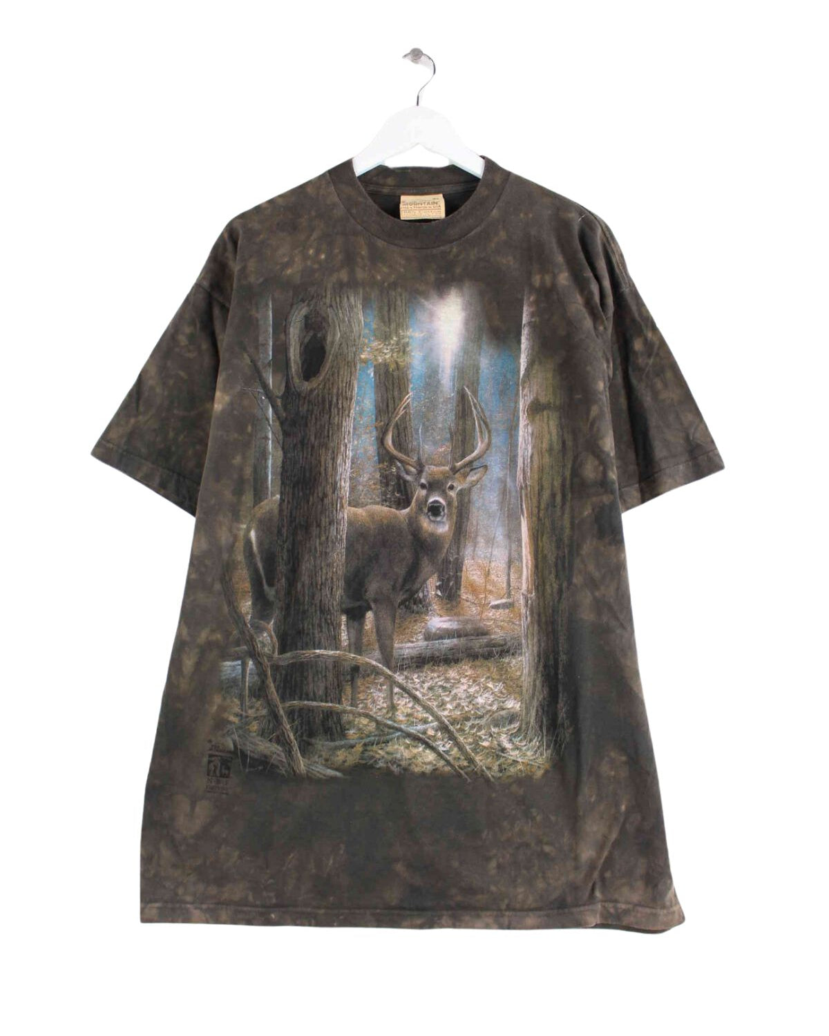 Vintage 90s Deer Print T-Shirt Braun XL (front image)