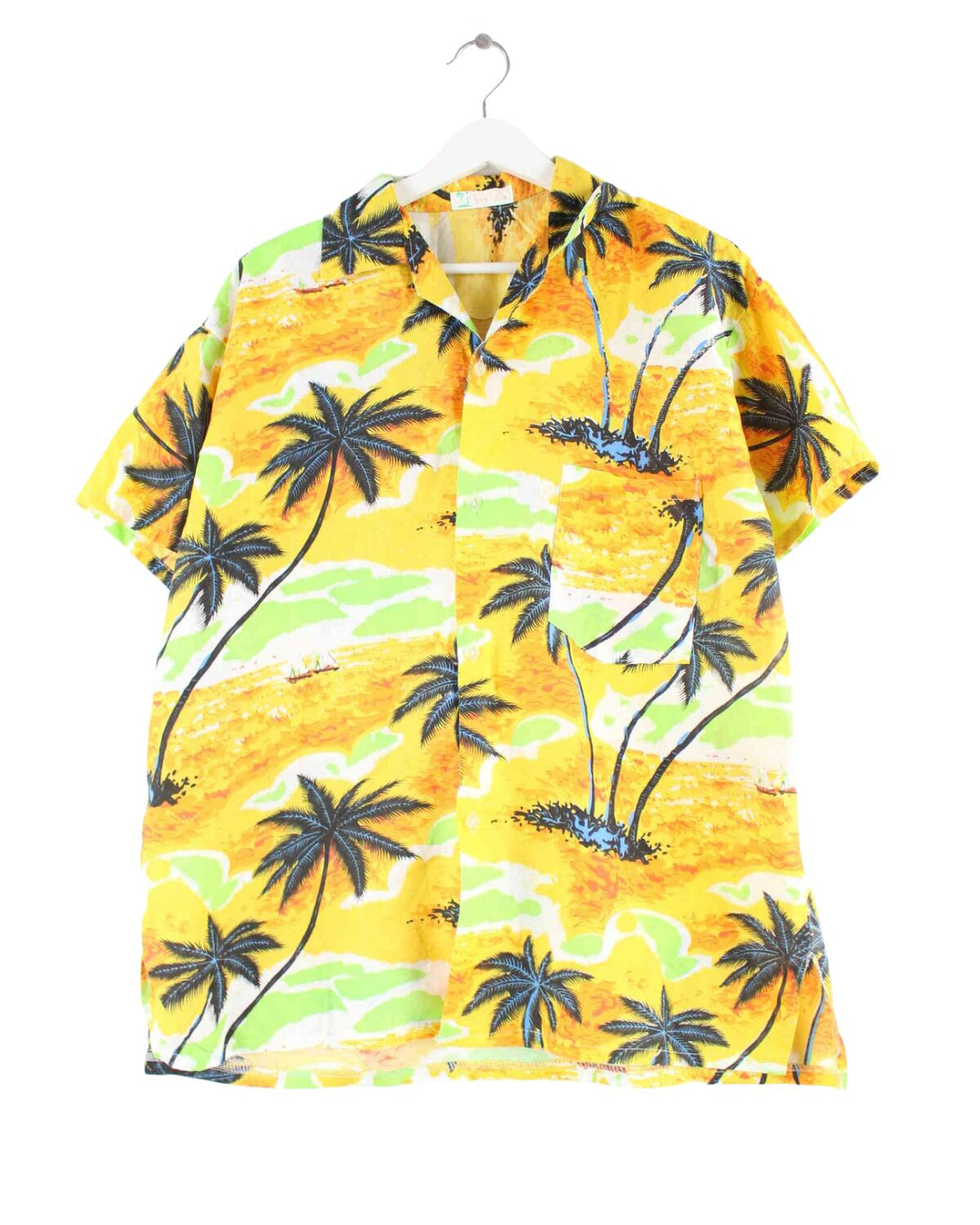 Vintage y2k Hawaii Kurzarm Hemd Gelb XL (front image)